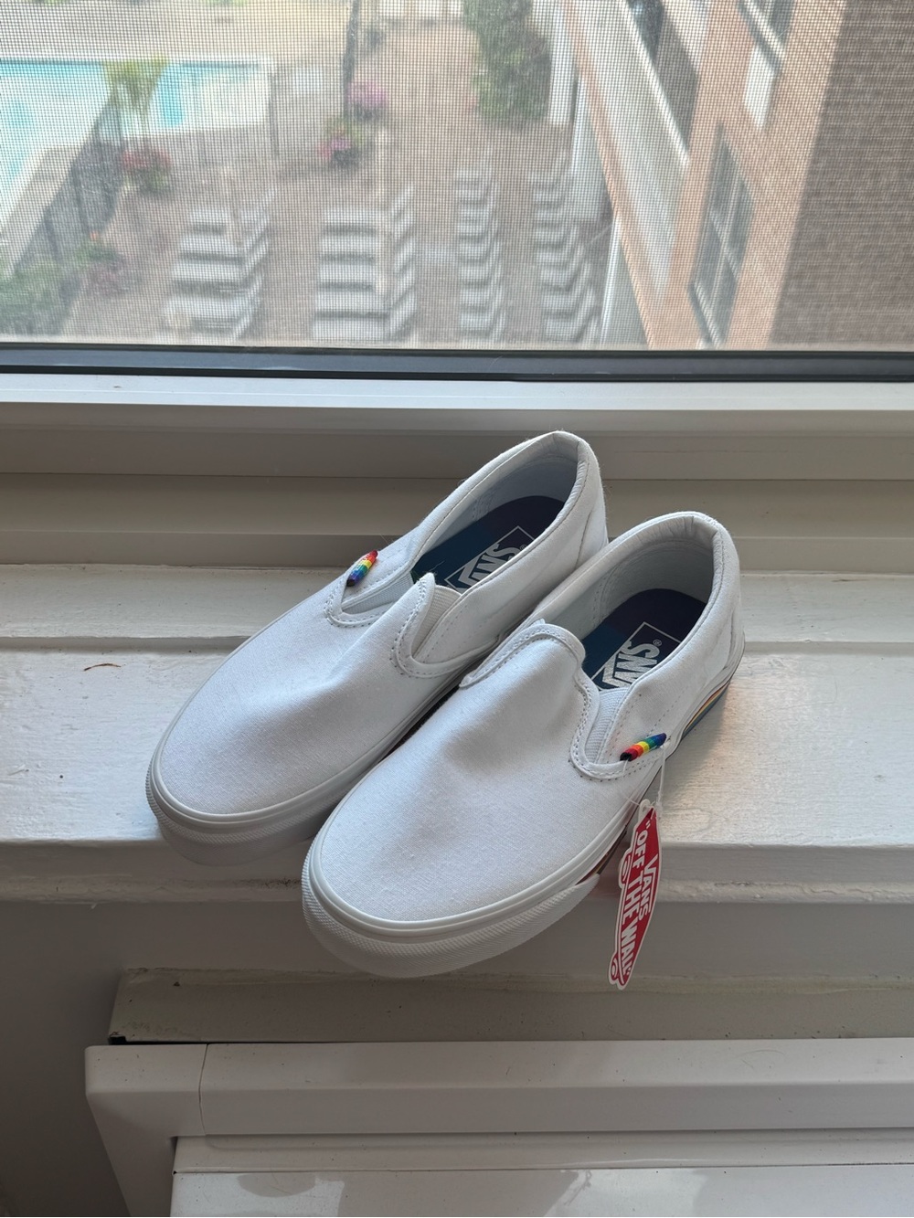 Vans Classic Slip-On Pride/White Canvas Shoes (Never Worn)
